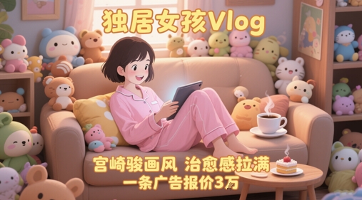 单个账号涨粉71W！用AI制作独居女孩Vlog，宫崎骏画风，治愈感拉满，一条广告报价3W-项目网