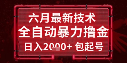 六月最新技术全自动暴力撸金，稳定日入2k+包起号，长期稳定【揭秘】-项目网