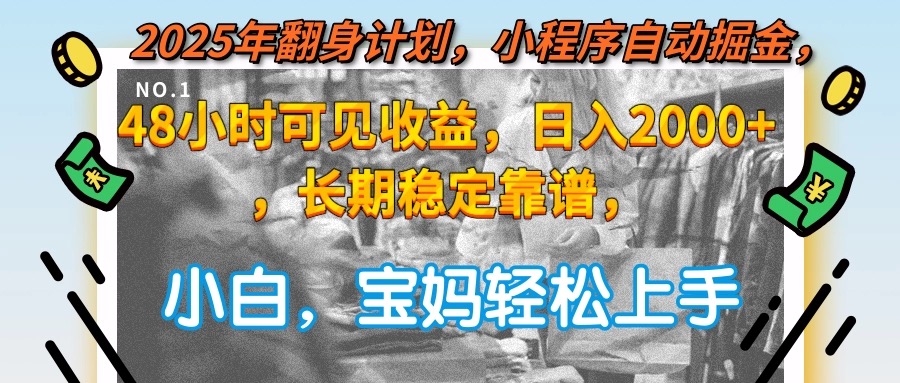 2025年翻身计划，小程序自动掘金48小时可见收益，日入2000+，长期稳定…-项目网