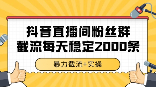 抖音直播间粉丝群暴力截流，一台电脑每天稳定2000条数据【揭秘】-项目网