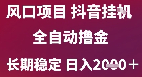 风口项目，六月最新玩法抖音无人挂G，全自动撸金，长期稳定 日入2k+【揭秘】-项目网
