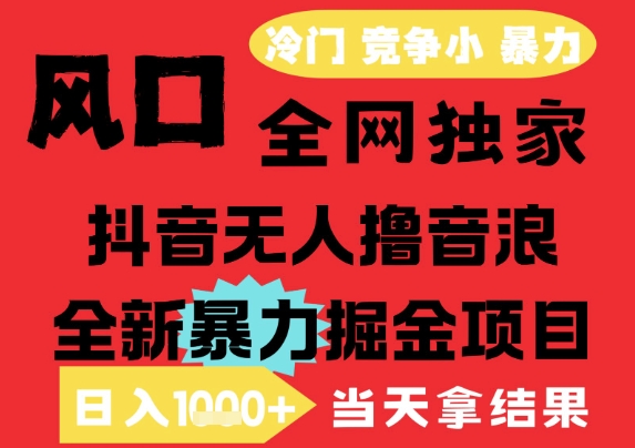 25年6月高爆抖音无人直播最新撸音浪掘金项目，解放双手小白可做，无脑日入1k+，门槛低【揭秘】-项目网