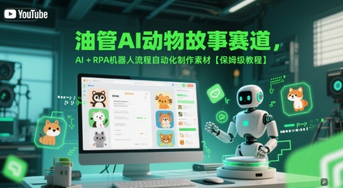 油管AI动物故事赛道，AI+RPA机器人流程自动化制作素材【保姆级教程】-项目网