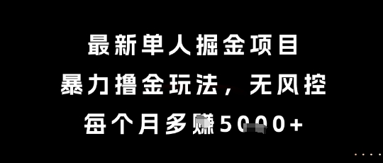 最新单人掘金项目，暴力撸金玩法，无风控，每个月多挣5k+【揭秘】-项目网