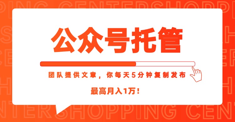 【公众号托管 】我提供文章，你每天５分钟复制发布，最高月入1W-项目网