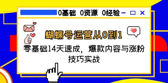 蝴蝶号运营从0到1，零基础14天速成，爆款内容与涨粉技巧实战-项目网