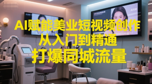 AI赋能美业短视频创作，从入门到精通，打爆同城流量，超级AI工具短视频实操落地-项目网