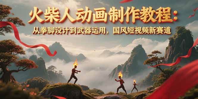火柴人动画制作教程：从拳脚设计到武器运用，国风短视频新赛道-项目网