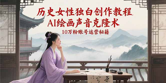 历史女性独白创作教程，AI绘画声音克隆术，10万粉账号运营秘籍-项目网