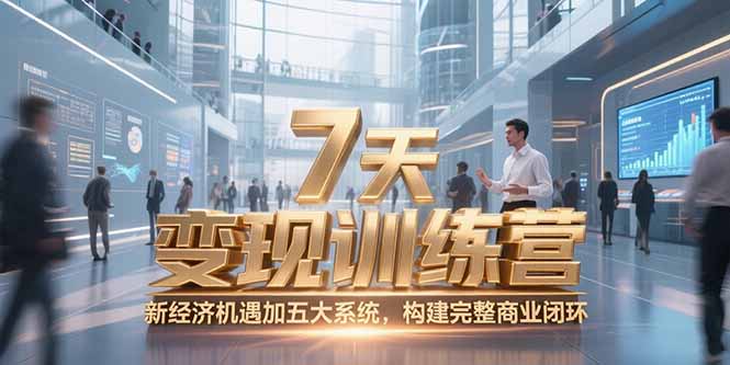 7天咨询师变现训练营，新经济机遇加五大系统，构建完整商业闭环-项目网