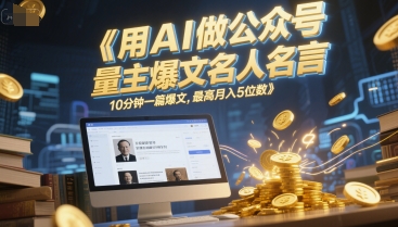 用AI做公众号流量主爆文名人名言，10分钟一篇爆文，最高月入5位数-项目网