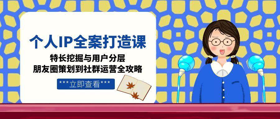 个人IP全案打造课，特长挖掘与用户分层，朋友圈策划到社群运营全攻略-项目网