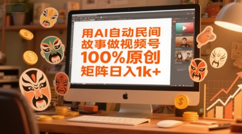 用AI自动民间故事做视频号，100%原创，矩阵日入1k+-项目网