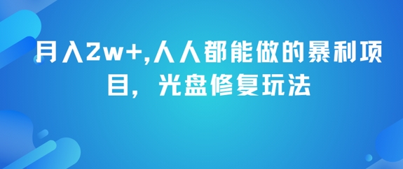 月入2w+，人人都能做的暴利项目，光盘修复玩法-项目网