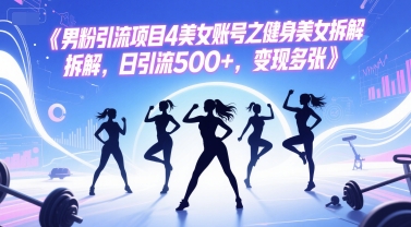 男粉引流项目4美女账号之健身美女拆解，日引流500+，变现多张-项目网