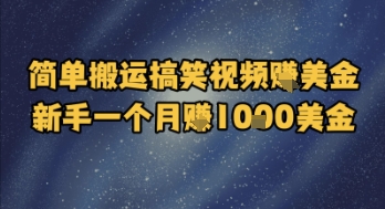 简单搬运搞笑视频挣美金，新手一个月入1k美金-项目网