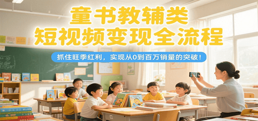 童书教辅类短视频变现全流程，抓住旺季红利，实现从0到百万销量的突破！-项目网