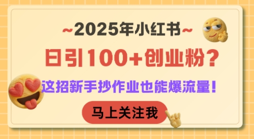 2025年小红书日引100+创业粉？这招新手抄作业也能爆流量！-项目网