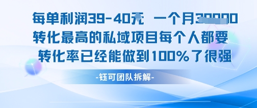 每单利润40一个月7k+转化最高的私域项目，每个人都要的产品转化率已经能做到100%-项目网