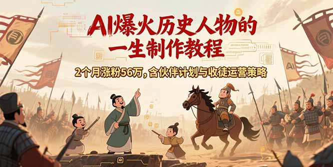 AI历史人物赛道课程，2个月涨粉56万，含伙伴计划与收徒运营策略-项目网