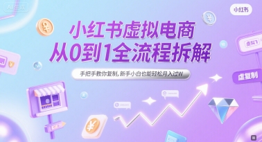 小红书虚拟电商从0到1全流程拆解，手把手教你复制，新手小白也能轻松月入过W-项目网