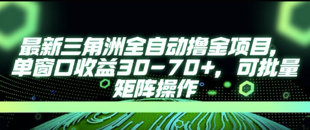 最新AI全自动游戏撸金项目，单窗口收益30-70+，可批量操作【揭秘】-项目网