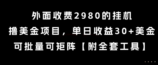 外面收费2980的挂G撸美金项目，单日收益30+美金，可批量可矩阵【揭秘】-项目网