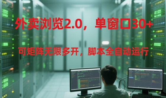 外卖浏览2.0，单窗口30+可矩阵无限多开，脚本全自动运行【揭秘】-项目网