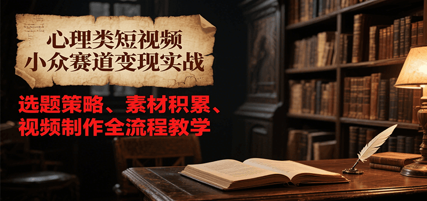 心理类短视频小众赛道变现实战，选题策略、素材积累、视频制作全流程教学-项目网