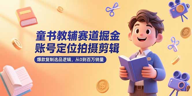童书教辅赛道掘金，账号定位拍摄剪辑，爆款复制选品逻辑，从0到百万销量-项目网