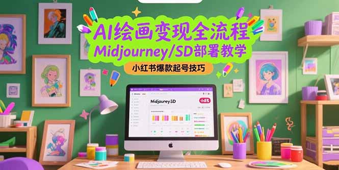 AI绘画变现全流程，Midjourney/SD部署教学，小红书爆款起号技巧-项目网