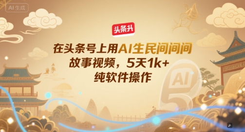 在头条号上用AI生民间故事视频，5天1k+，纯软件操作-项目网