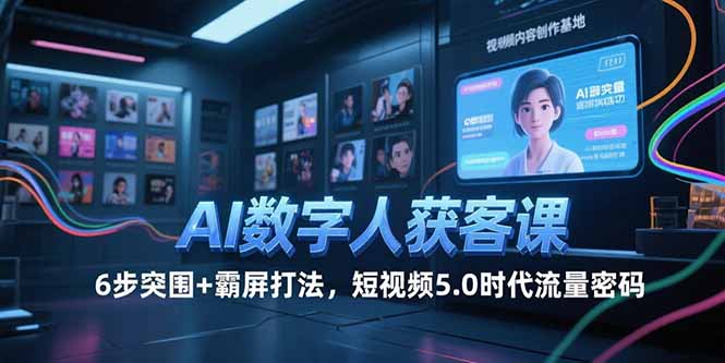 AI数字人获客课，6步突围+霸屏打法，短视频5.0时代流量密码-项目网