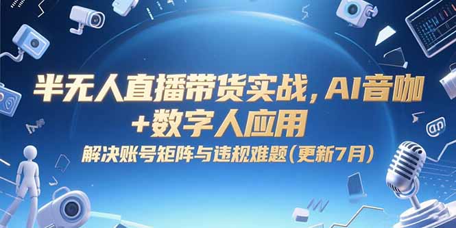 半无人直播带货实战，AI音咖+数字人应用 解决账号矩阵与违规难题(更新7月-项目网