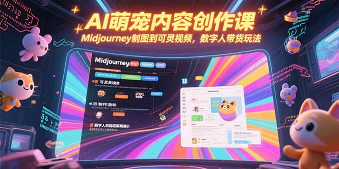 AI萌宠内容创作课，Midjourney制图到可灵视频，数字人带货玩法-项目网