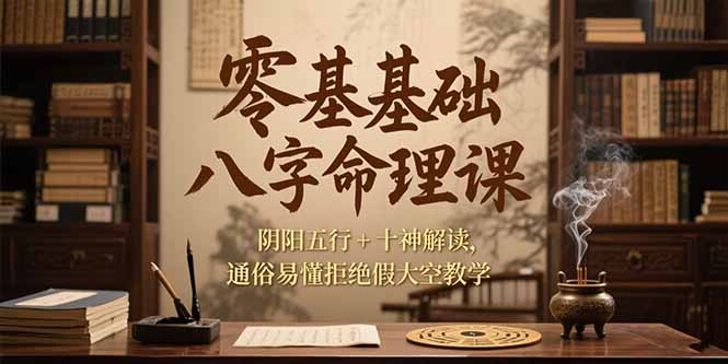 零基础八字命理课，阴阳五行+十神解读，通俗易懂拒绝假大空教学-项目网