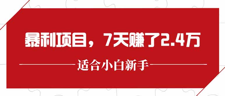 最新暴利项目，每单收益轻松在300以上，7天赚了2.4万-项目网
