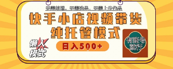 快手小店托管代运营，无需剪辑，无需选品，无需上传作品，全程无需操作，轻松月入5k+【揭秘】-项目网
