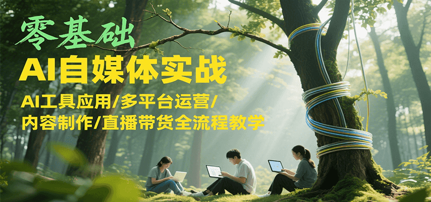 零基础AI自媒体实战，AI工具应用/多平台运营/内容制作/直播带货全流程教学-项目网