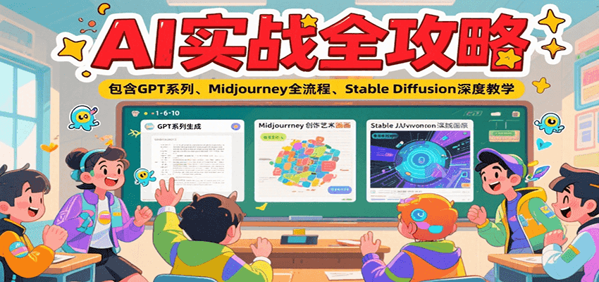 AI实战全攻略，包含GPT系列、Midjourney全流程、Stable Diffusion深度教学-项目网