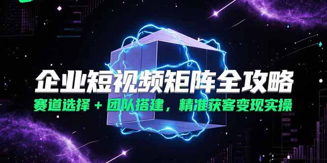 企业短视频矩阵全攻略，赛道选择+团队搭建，精准获客变现实操-项目网