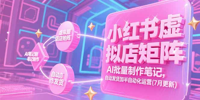 小红书虚拟店矩阵，AI批量制作笔记，自动发货加半自动化运营(7月更新-项目网