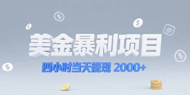 美金暴利项目，四小时当天提现 2000+机会留给会选赛道的人-项目网