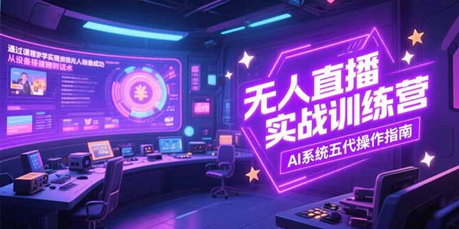 无人直播实操训练营，从设备搭建到话术，AI系统五代操作指南(7月更新-项目网