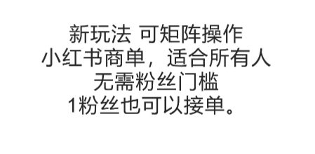 可矩阵操作，小红书商单新玩法，适合所有人，无需粉丝门槛，1粉丝也可以接单-项目网