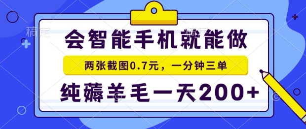 2025年零撸手机项目，二十秒一单，纯薅羊毛，一天200+做就有【揭秘】-项目网