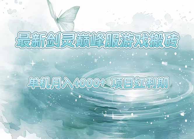 最新剑灵巅峰服游戏搬砖，项目红利期，单机稳定4000+操作简单好上手-项目网