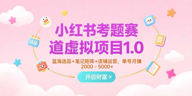 小红书考题赛道虚拟项目1.0，蓝海选品+笔记矩阵+店铺运营，单号月赚5000+-项目网