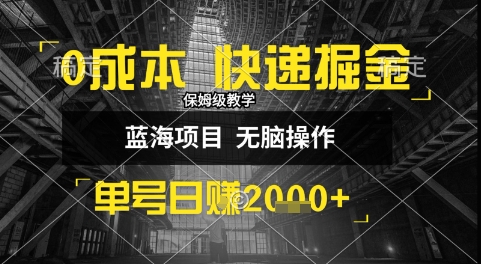 0成本快递掘金玩法，日入1k+，小白30分钟上手，收益嘎嘎猛【揭秘】-项目网