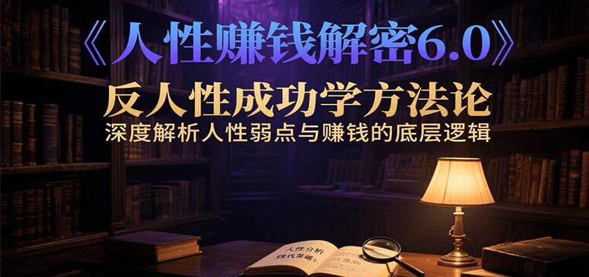 人性赚钱解密6.0，反人性成功学方法论，深度解析人性弱点与赚钱的底层逻辑-项目网